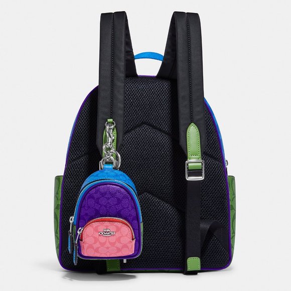 Coach Mini Court Backpack Bag Charm In Colorblock Signature Canvas Key Fob - Picture 3 of 6